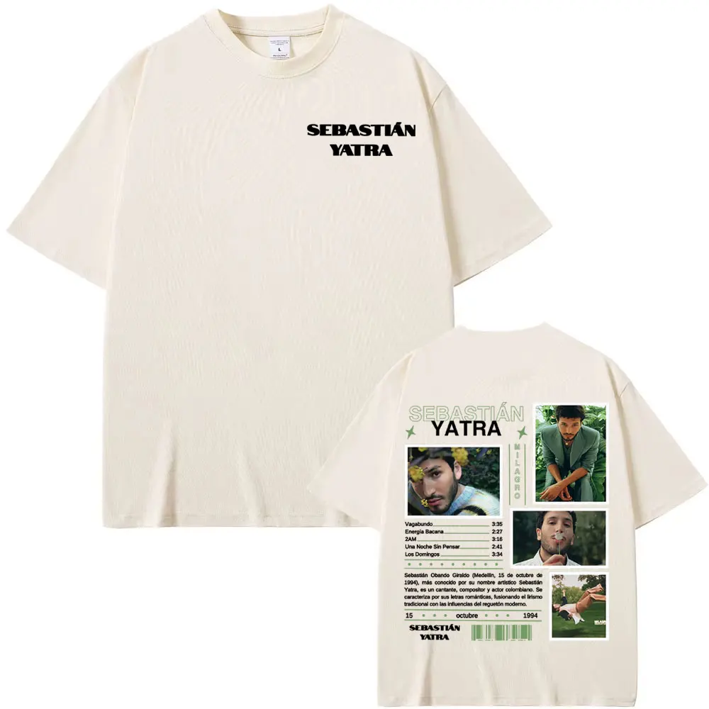 المغني سيباستيان ياترا ميلاجرو 2025 ميرش تي شيرت الرجال النساء الهيب هوب الجمالية قصيرة الأكمام تي شيرت المتضخم تي شيرت الشارع الشهير