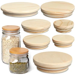 Wooden Canning Storage Mason Jar Lid Kitchen Organization Bottle Sealing Caps Wide Mouth Cover Wood Lids Reusable