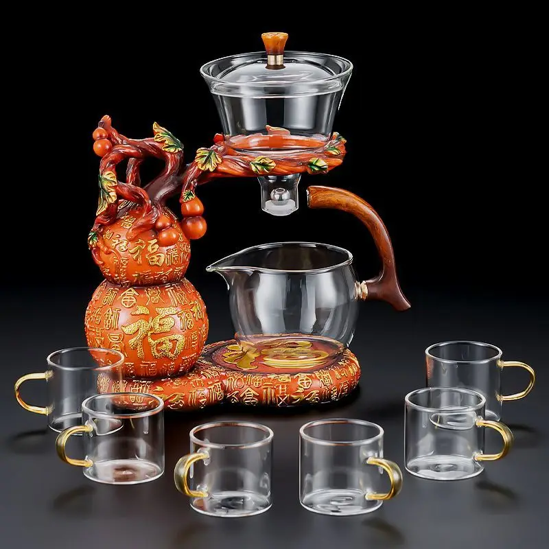 Heat Resistant Glass Tea Set with Anti Scald Handle Automatic Brewing Magnetic Device Luxury Gift for Home Use