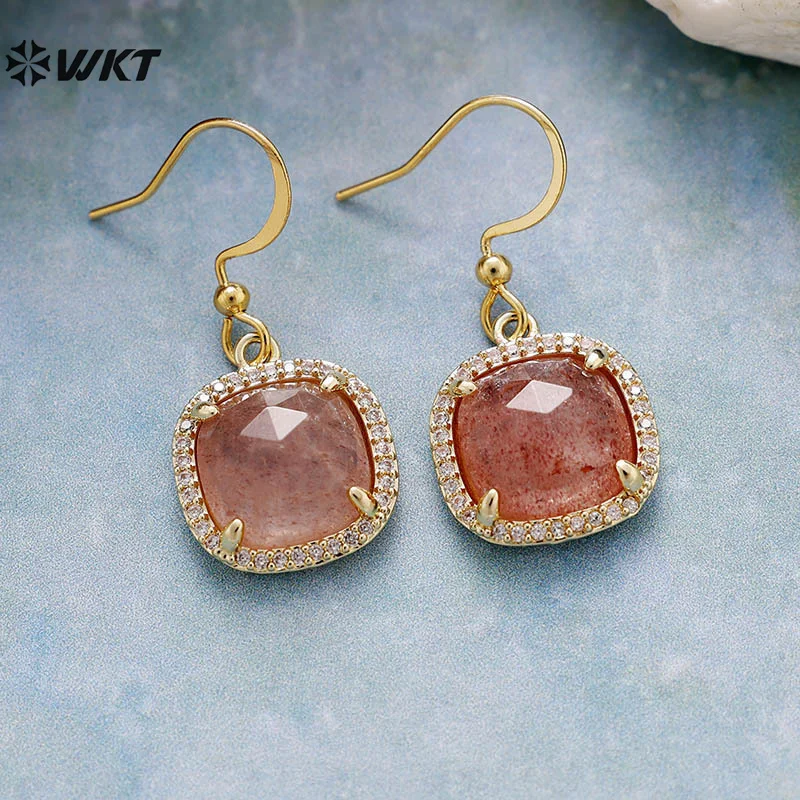

WKT-E781 2025 New Arrival Beautiful Spescial Gemstone Earring With Real Gold Plated For Best Friends Daily ACC