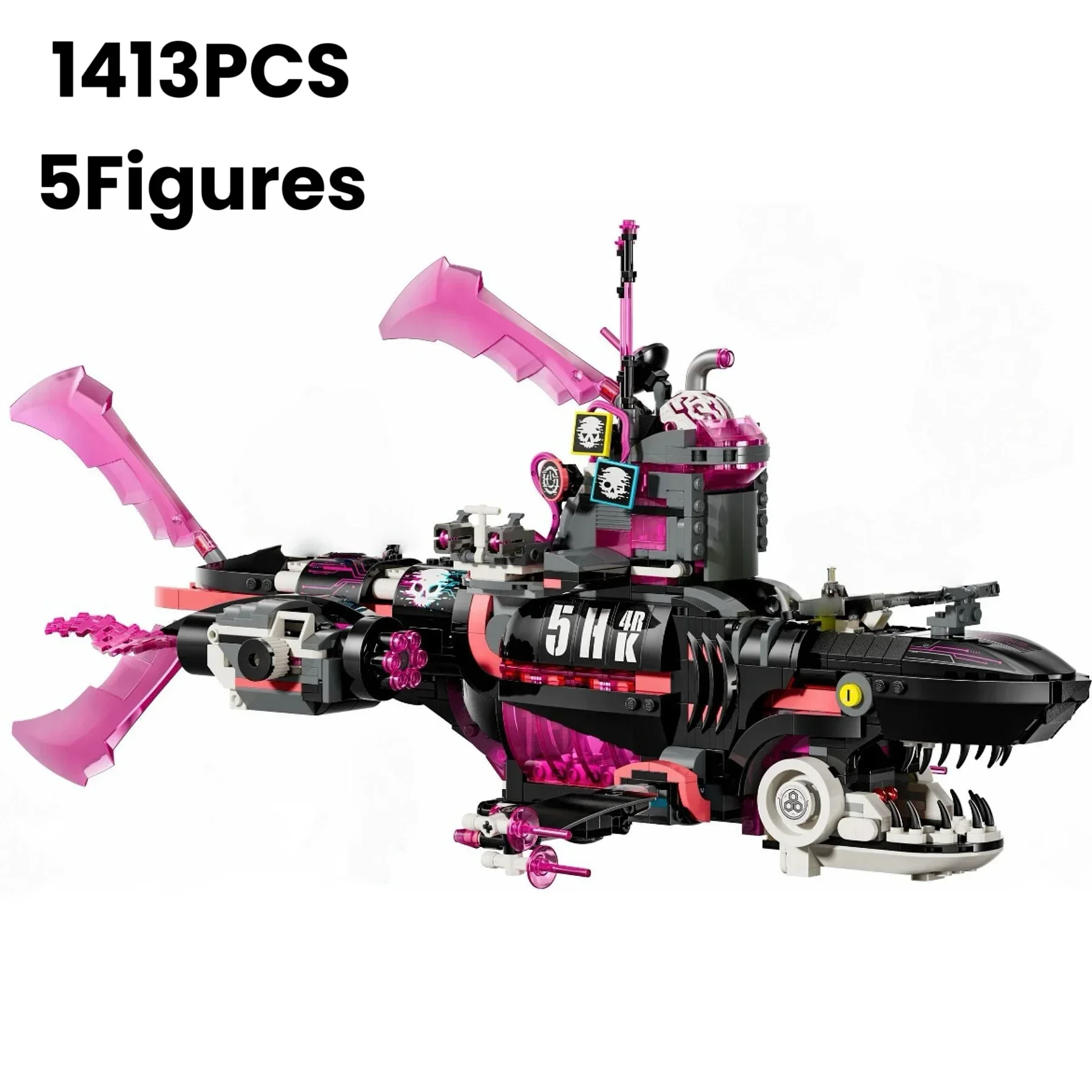

2025 New Nightmare Shark Submarine Building Blocks Compatible 71500 Model Assembly Bricks Puzzle Toys for Boy Girl Gifts