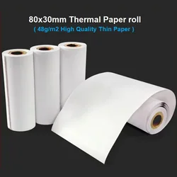 10 rotoli 8.7 metri di lunghezza 48g/m2 rotoli di carta termica sottile 80x30mm carta da stampa carta termica per ricevute per macchina POS portatile