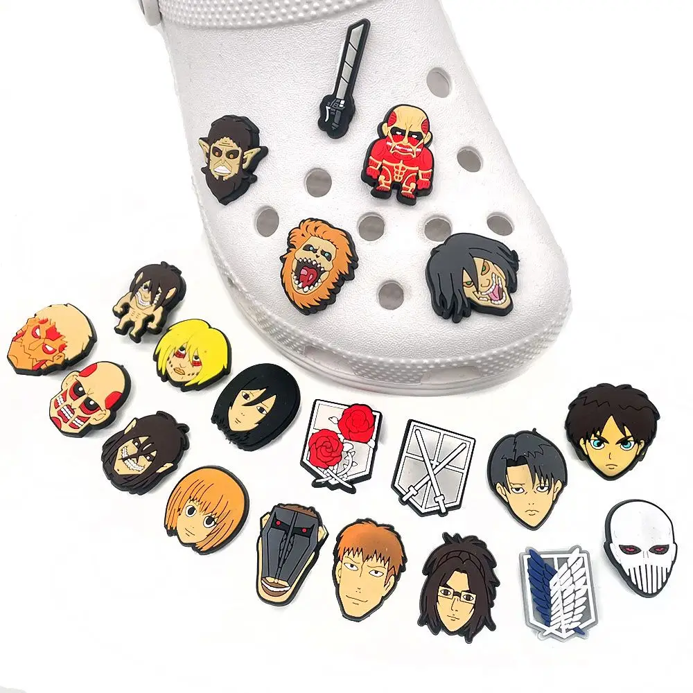 

Attack on Titan Shoe Flower Cute Cartoon Creativity Character Diy Shoe Accessories New Fashion Versatile Shoe Flower 21 Piece