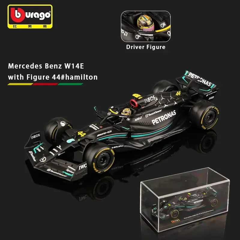

Bburago1:43 Mercedes-Benz AMGF1 модель автомобиля гоночная модель w14 имитация сплава 2023 формула автомобиль