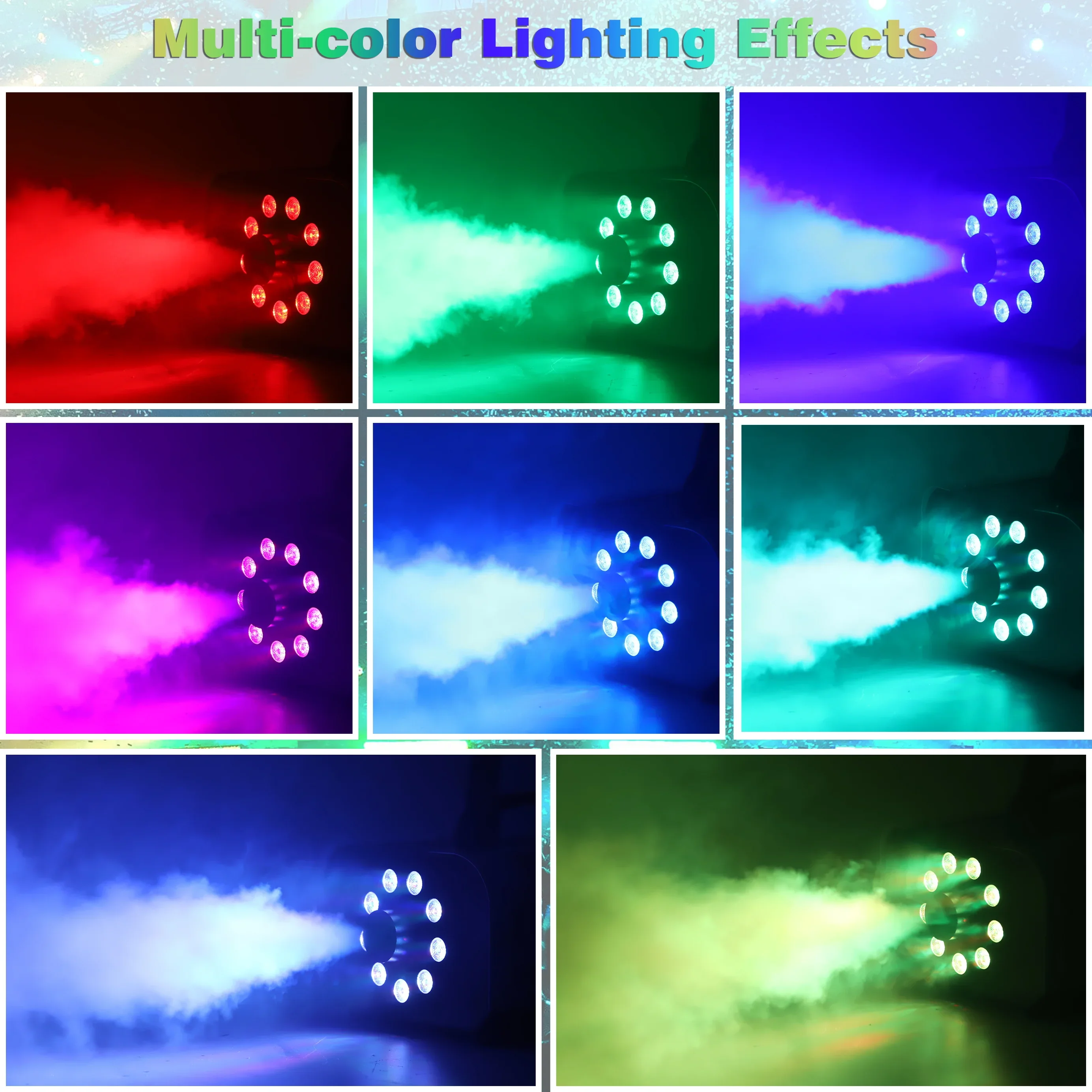 

Hot Sale 1200W LED Fog Smoke Machine with 9PCS RGB 3 in 1 LED Stage Colorful Spray Equipment