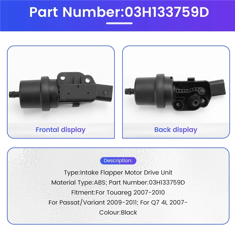 

Compact For Q7 4L For VW Touareg Intake Flapper Motor Drive Unit 03H133759D Intake Manifold Vacuum Actuator