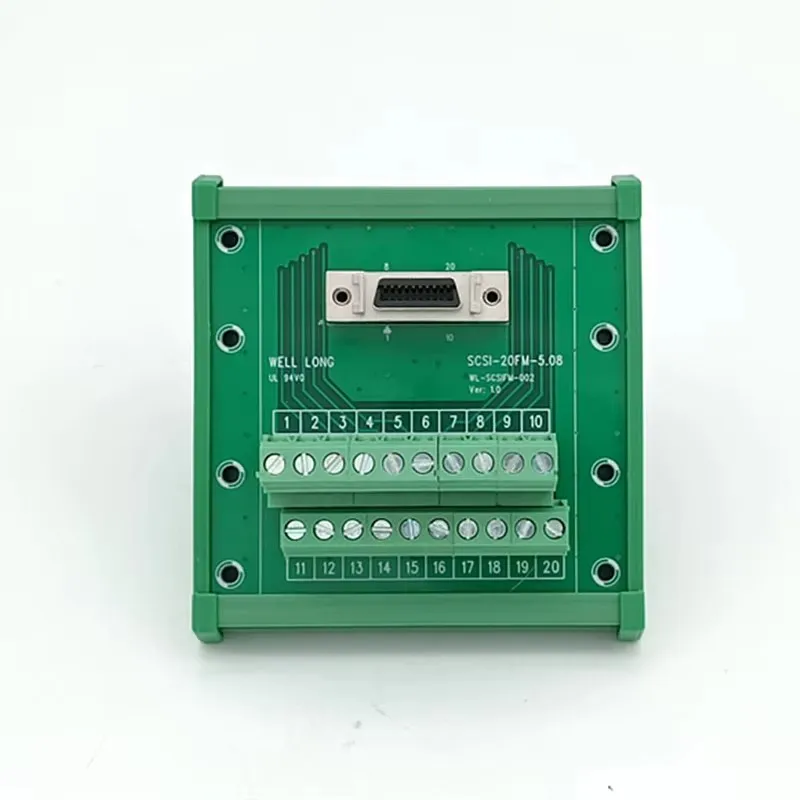 DIN Rail Mount SCSI Interface 20P MDR Female Breakout Board Module.