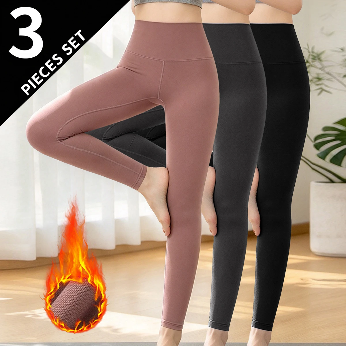 3-piece Set Of Women's Four Season Solid Color Yoga Pants Autumn Women's Youth Sports And Fitness Shark Pants Versatile Leggings