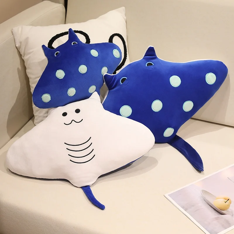 35-80cm Kawaii Creative Manta Ray Fish Plush Toys Soft Stuffed Animals Fish Plushies Throw Pillow Sofa Cushion for Kids Gifts