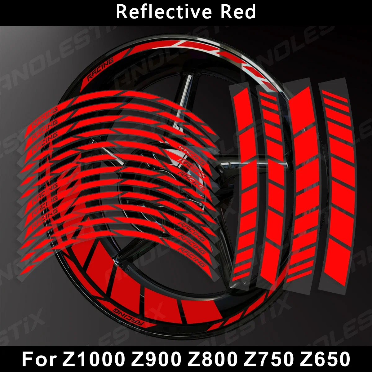 AnoleStix Reflective Motorcycle Wheel Sticker Hub Decal Rim Stripe Tape For Kawasaki Z1000 Z900 Z800 Z750 Z650