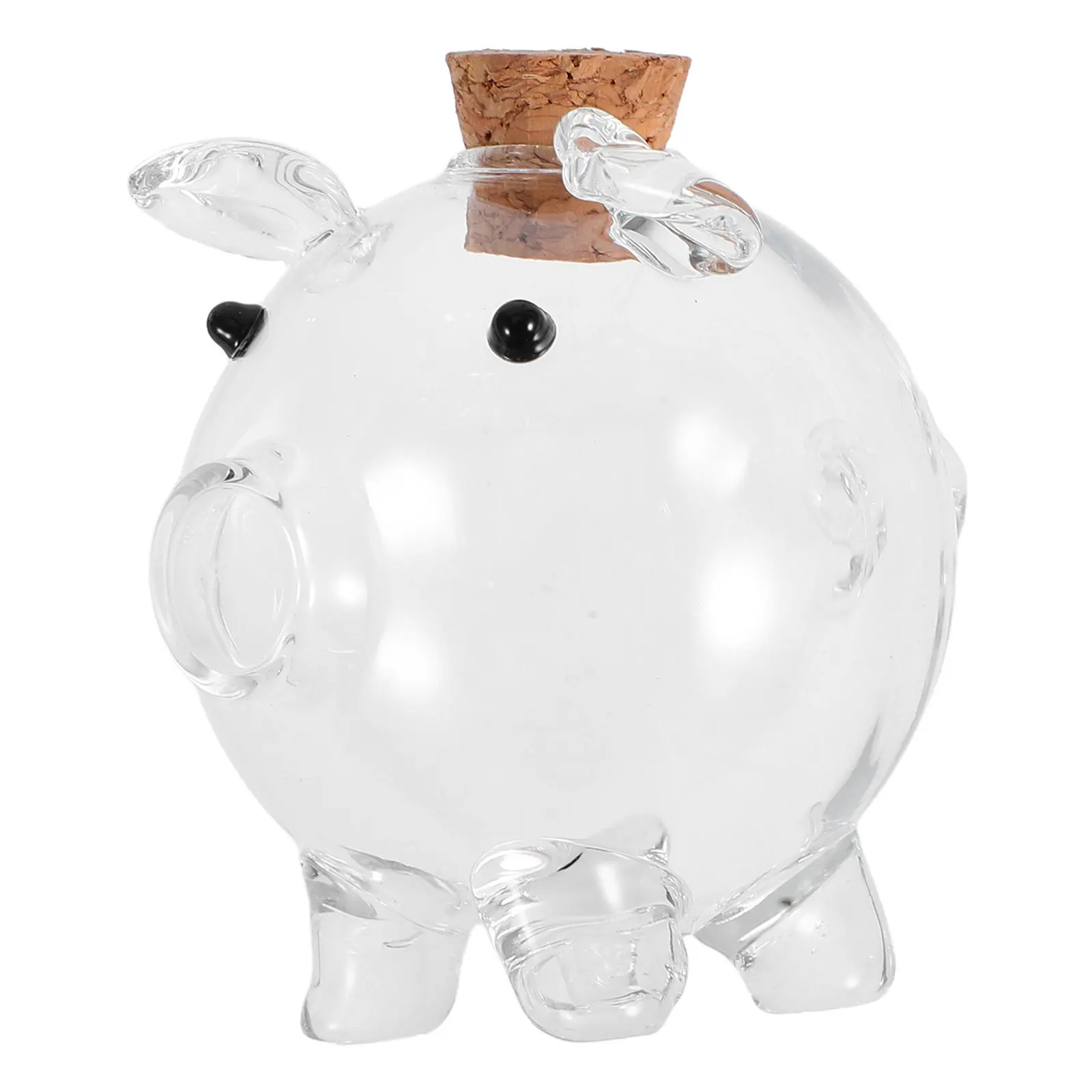 Clear Glass Mini Piggy Bank Pig Shaped Transparent Saving Pot Desktop Money Jar for Financial Learning Wish Storage