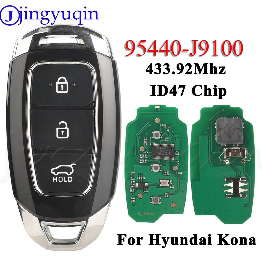 

jingyuqin 95440-J9100 Remote Car Key Fob 433.92MHZ ID47 Auto Proximity Smart Keyless Go Control For Hyundai Kona 2018 - 2020