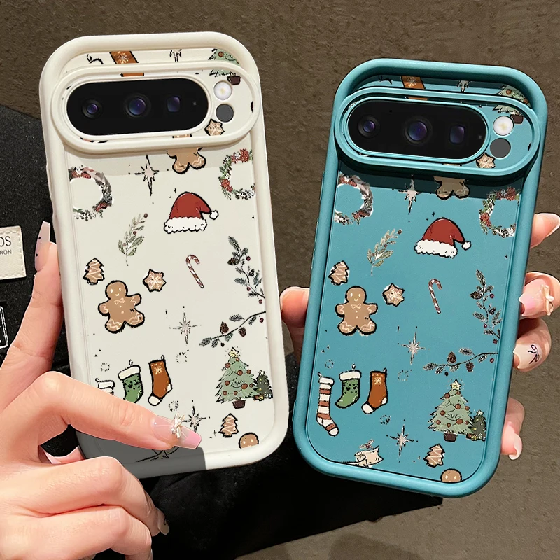 حافظة ريترو كارتونية لعيد الميلاد لهاتف جوجل بيكسل 9 8 7 برو 9A 8A 7A Funda Pixel 10 Pro XL غطاء سيليكون مقاوم للصدمات
