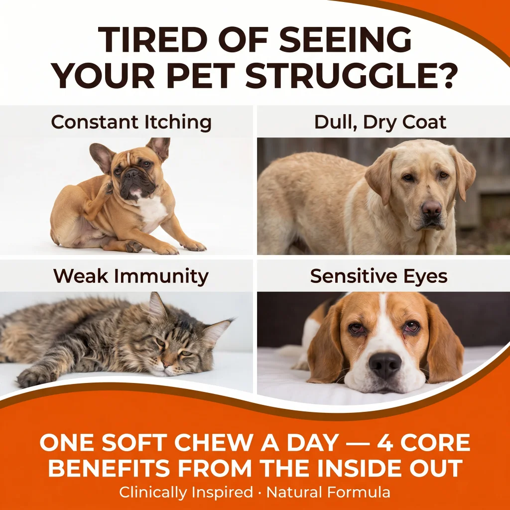 Salmon Omega-3 Multivitamin Soft Chews for Pets - Boost Immunity, Alleviate Itching, Support Heart Health & Enhance Eye Wellness