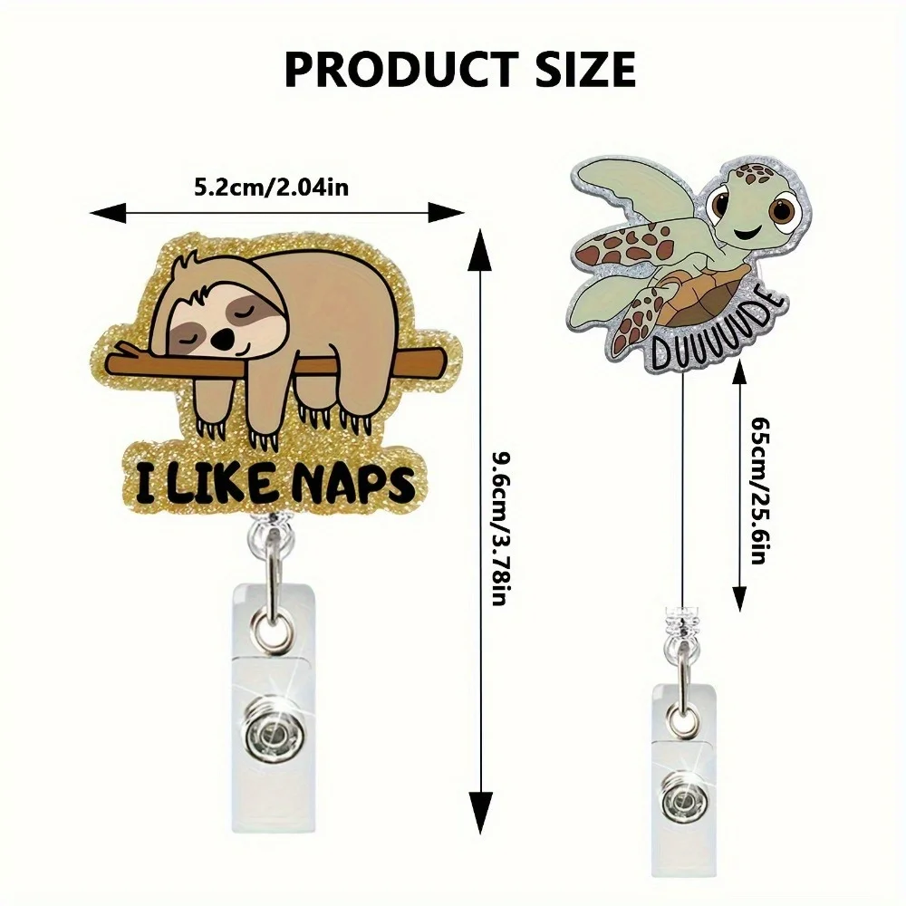 6/12 قطعة تمرير شارة مطبوعة على شكل حيوانات للمهرجانات: مشبك معرف تلسكوبي لطيف مناسب للممرضات والمعلمين والموظفين الطبيين