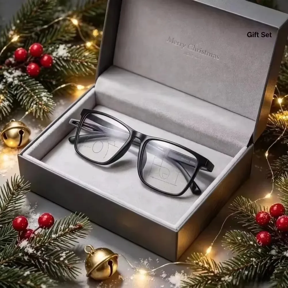 8-Piece Multi-Focus Reading Glasses - Sport Full Edge Square Frame with PC Lens and Silicone Arm, Unisex Comfortable Driving Glasses for Cars, Phones, Walking, Christmas and Halloween Gifts