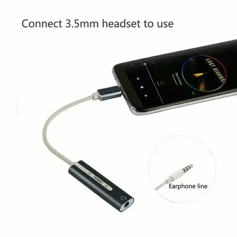 7.1 CH External Type-C Sound Card for Macbook USB-C interface 3.5mm Audio Jack AUX Headphone Mic Adapter HIFI Stereo Sound Card
