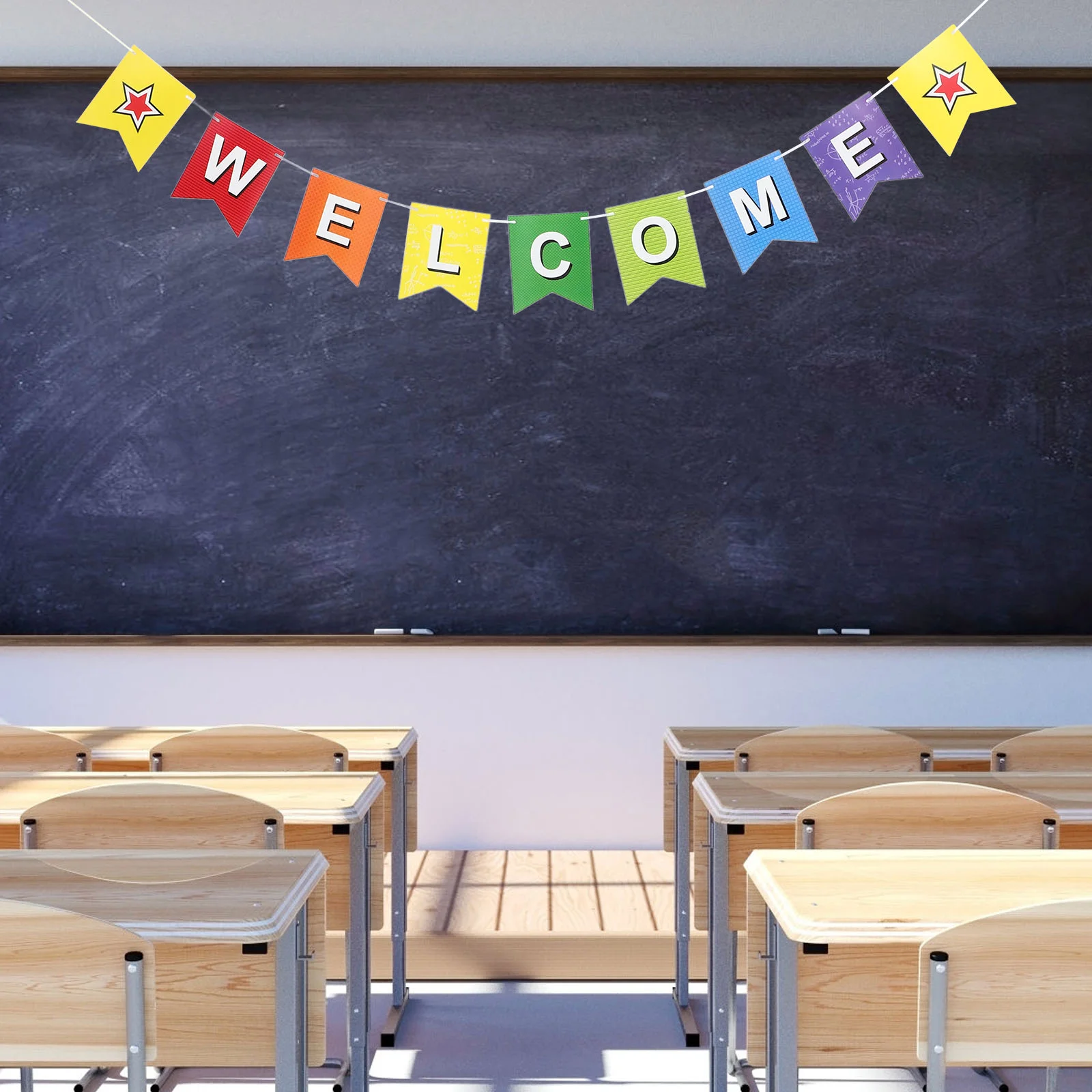 

1 Set Welcome Party Supplies Welcome Banner Pencil Apple Banner Party Pull Flags Back-to-school Party Banner Party Hanging Ornam