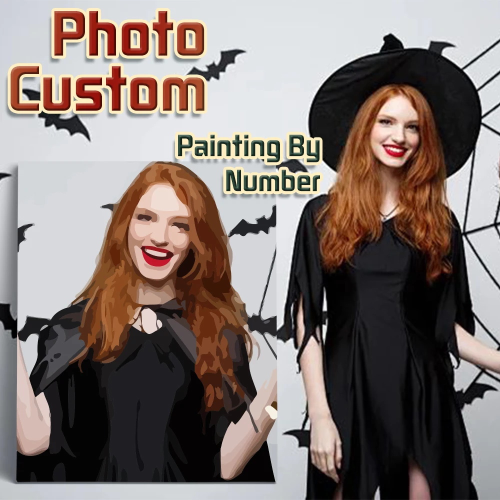 

Photo Custom DIY Paint By Number 24/36/48 Colors Digital Oil Painting by Numbers Drawing On Canvas Halloween Gift Home Decor