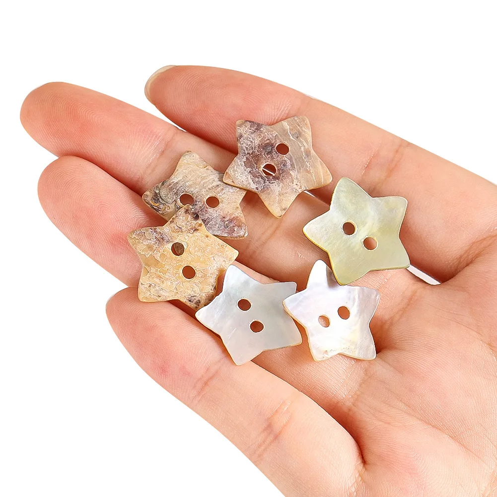 5PCS 20mm Five-pointed Star Natural Mussel Pearl Shell Button Two-hole Design DIY Apparel Sewing Supplies Sweater Cufflink Decor