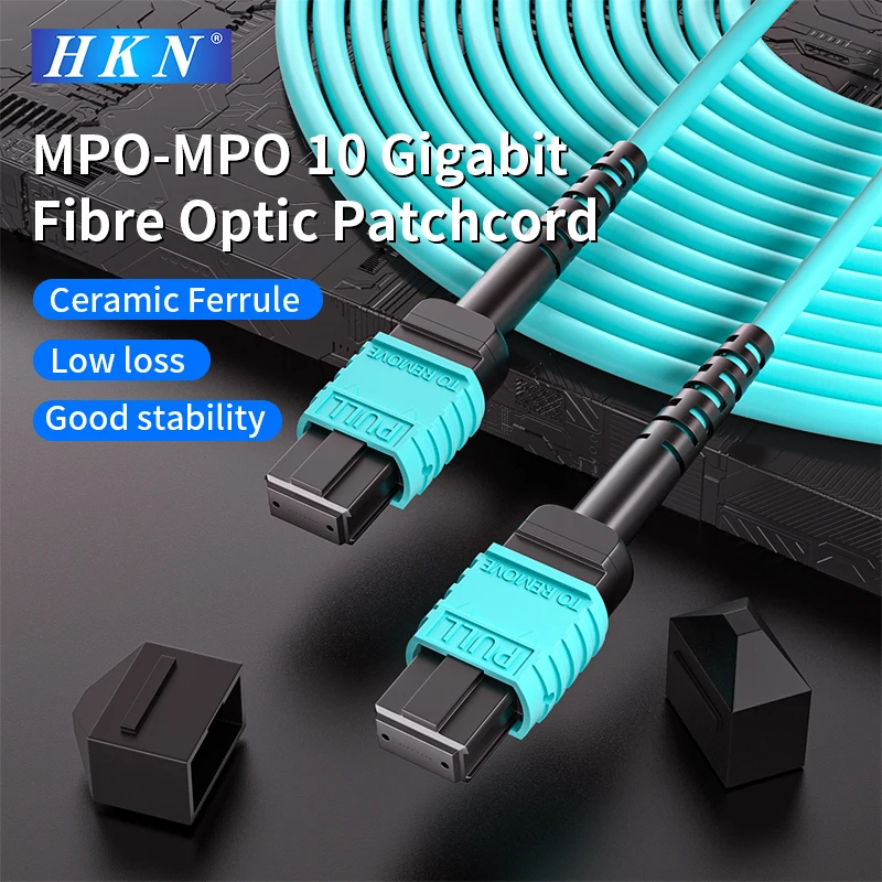 HKN MPO to 8X LC OM3 Fiber Optic Cable Patch Cord Uniboot Fanout Fiber Jumper Cable MMF 8-core Fiber For QSFP+Transceiver