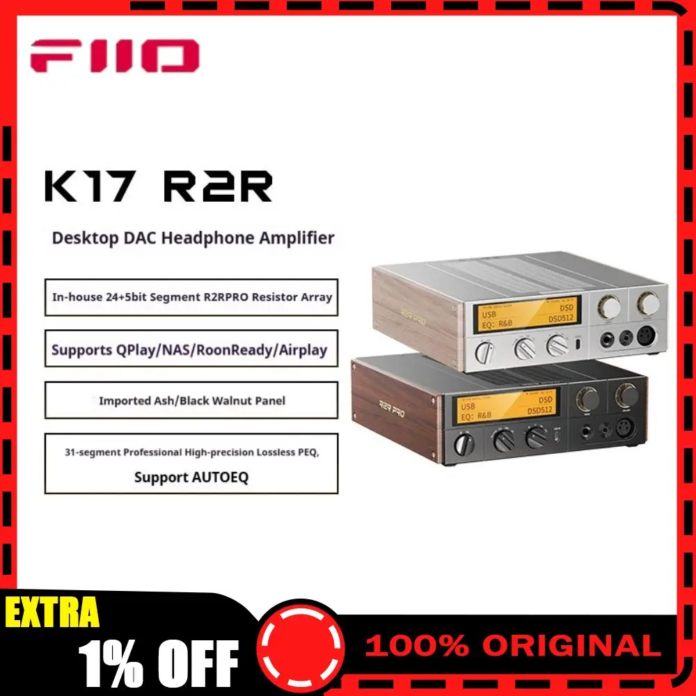 FiiO K17 R2R Desktop DAC Amp DSD512 HiRes Bluetooth WiFi Full Balanced Headphone Amplifier With Remote Control Decoration Gift