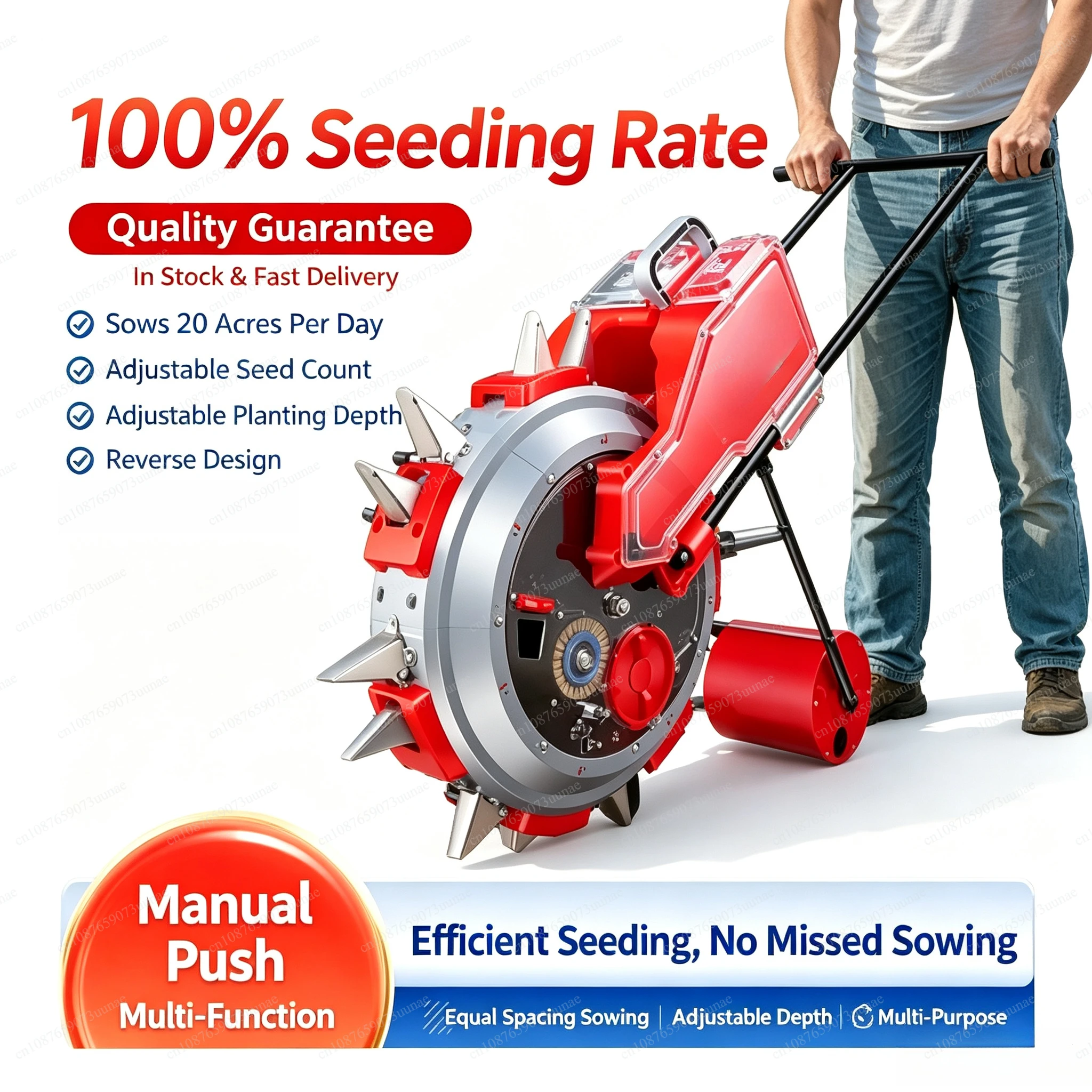 Manual Seeder Hand - Multi‑Functi al Retractable Hand Push Seeder,