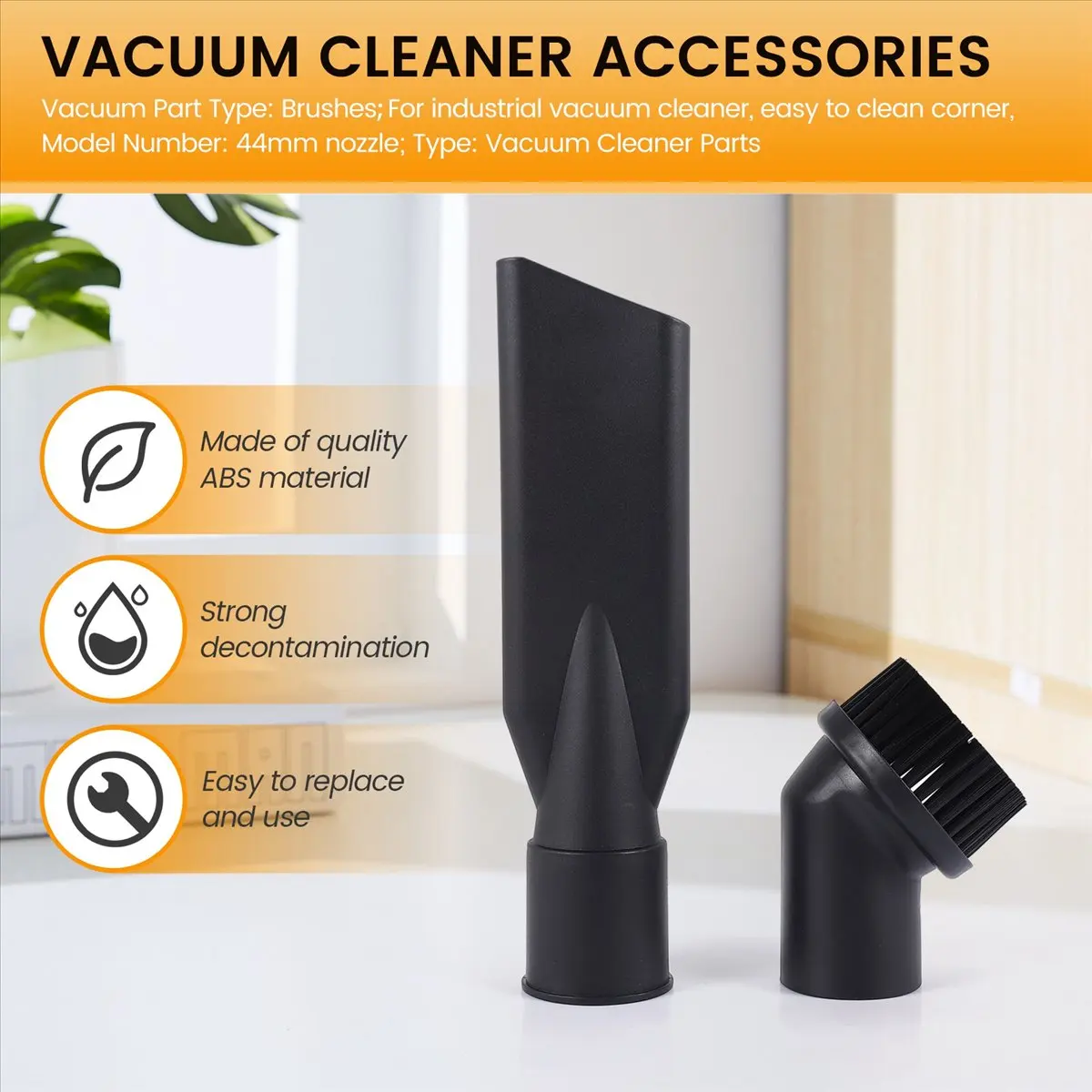 #35Y Industrial Vacuum Cleaner Round Brush and Flat Nozzle Sets Inner 44mm,dust brush,(ABS)