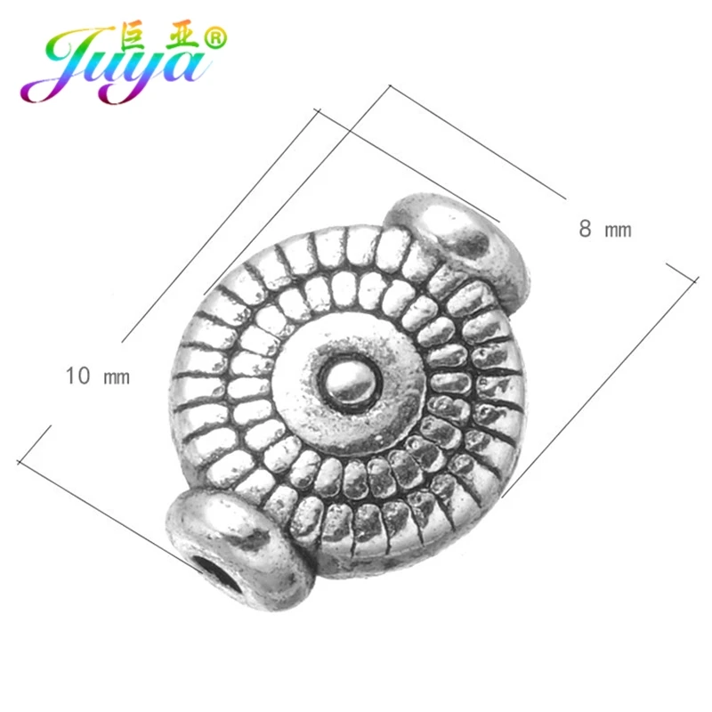 Juya 30pcs/lot Wholesale 8mm Metal Beads Antique Gold Silver Plated Charm Beads For DIY Natural Stones Needlework Jewelry Making