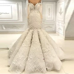 2024 Elegant Mermaid Wedding Dresses Long Sleeves Sweetheart Lace Appliques Beading Wedding Long Gown Robe De mariée