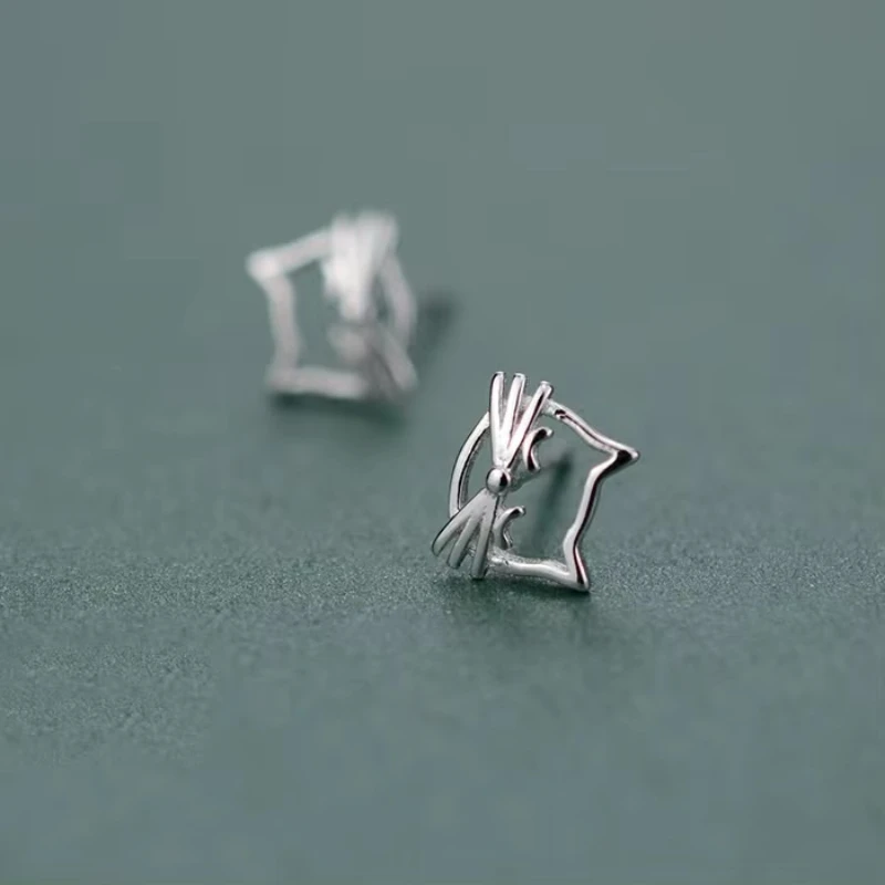 REETI 925 Sterling Silver piękny kot stadniny kolczyki dla kobiet 2018 nowy Trend osobowość Lady moda biżuteria — zdjęcie 2