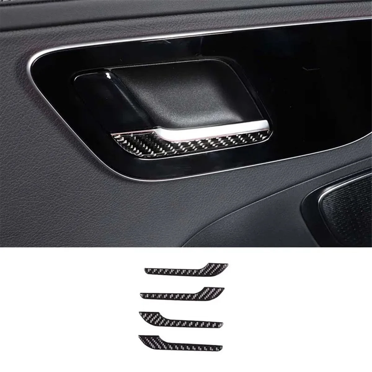 Clássico para mercedes-benz c-class w206 2022 2023 fibra de carbono macio maçaneta da porta interna do carro capa guarnição acessórios interiores