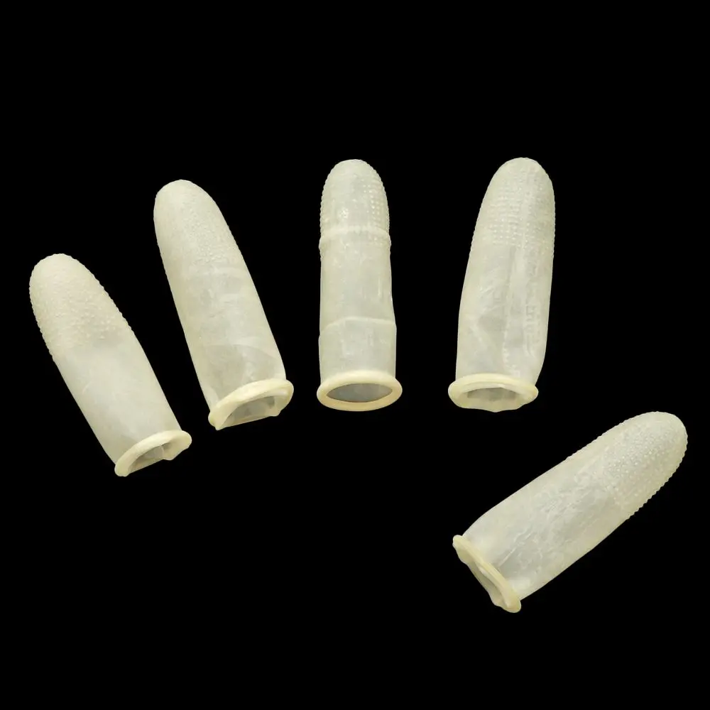 100PCS Reusable Finger Cover Natural Rubber Gloves Non-slip Latex Finger Cots Fingertips Protector Gloves Nail Art Tool