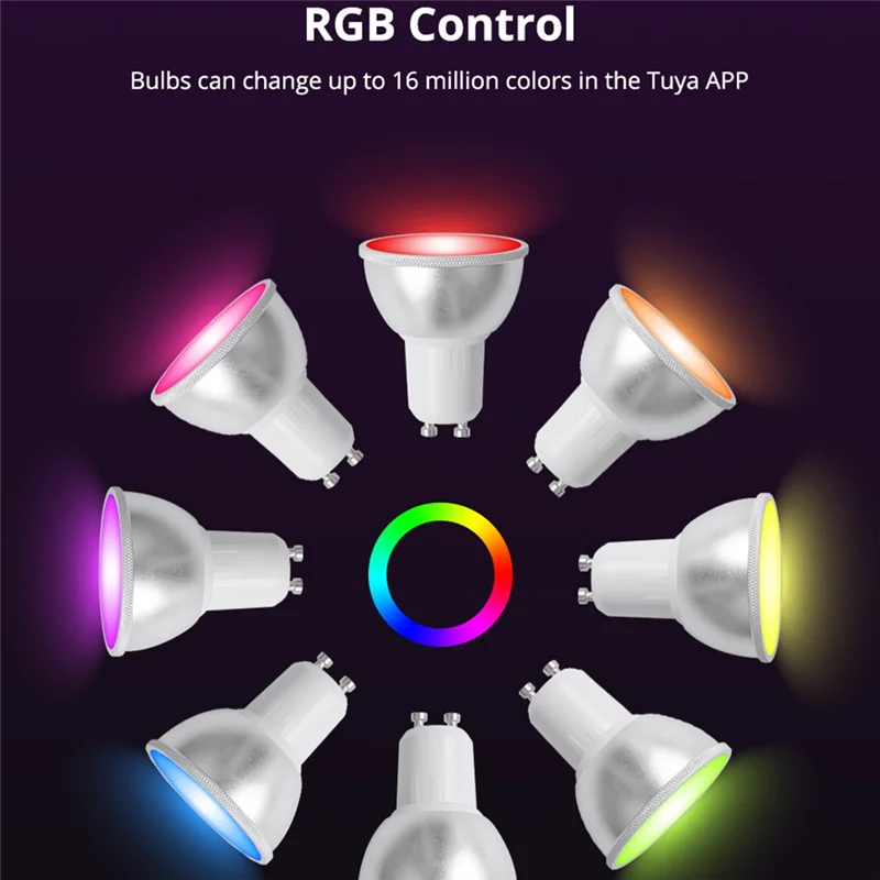 

AT44-Tuya Zigbee For GU10 Smart LED Light Bulb RGBCW Dimmable Spotlighting For Alexa Google Home Voice Control 110-240V Lamp