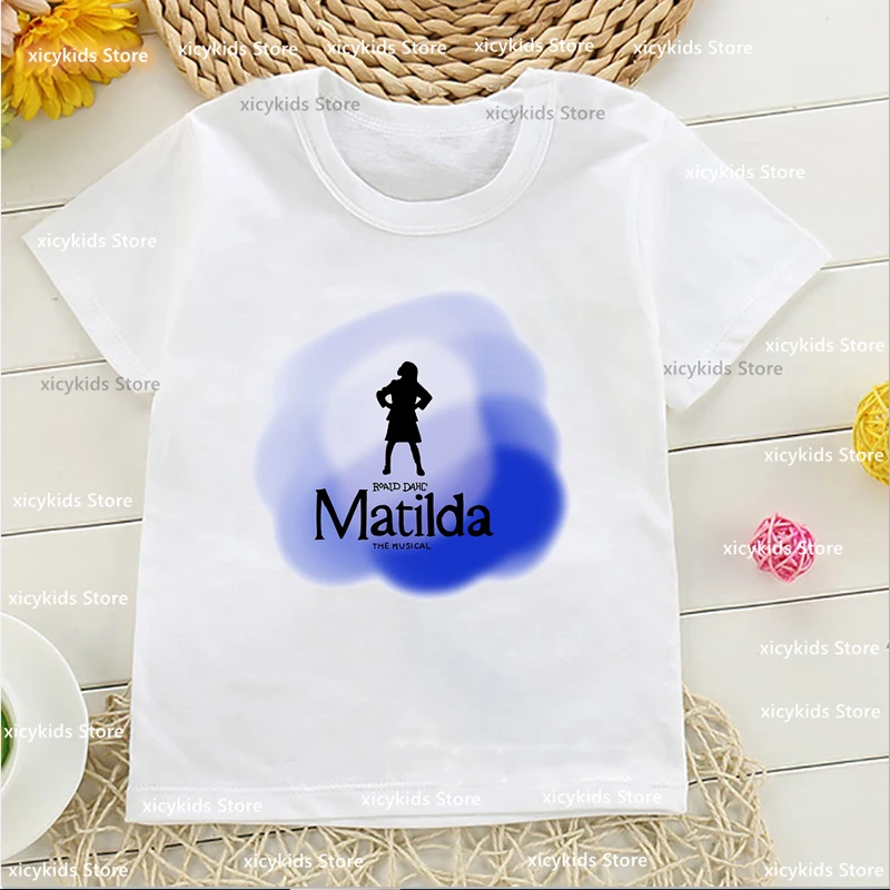 2023 New Arrival dziewczęca koszulka film Matilda nadruk graficzny dziewczęca moda śliczna odzież dziecięca Tshirt letnia biała koszulka z okrągłym