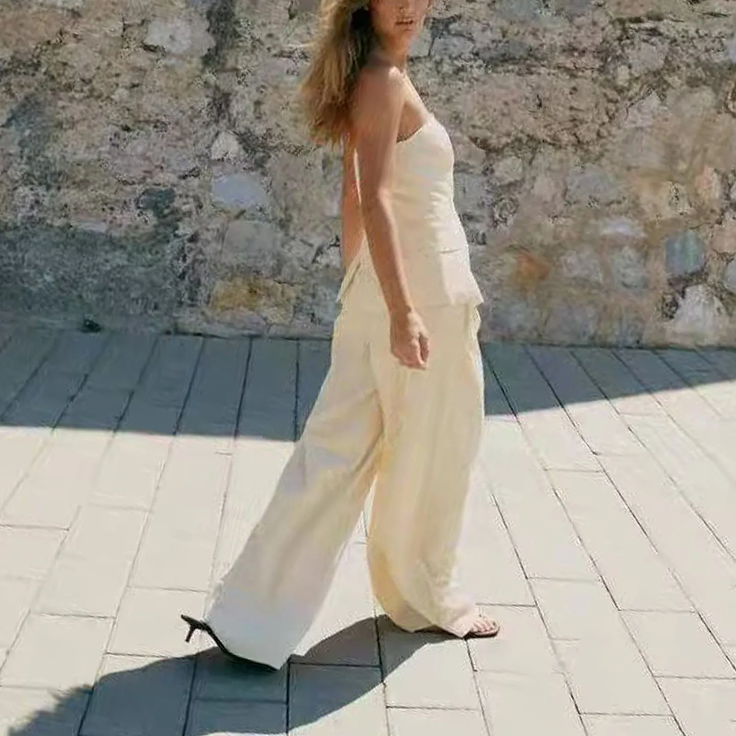 Faionable, pantalones largos plisados drapeados de pierna ancha de cintura alta, ropa de mujer de otoño 2025, pantalones casuales de marca Z