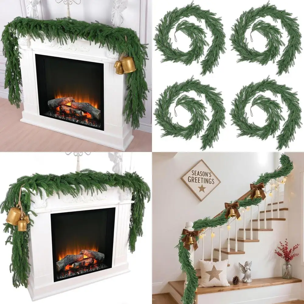 

Artificial Norfolk Pine Garlands, 4.9 Ft, Realistic Christmas Greenery for Holiday Decor, Suitable for Indoor and Outdoor Use