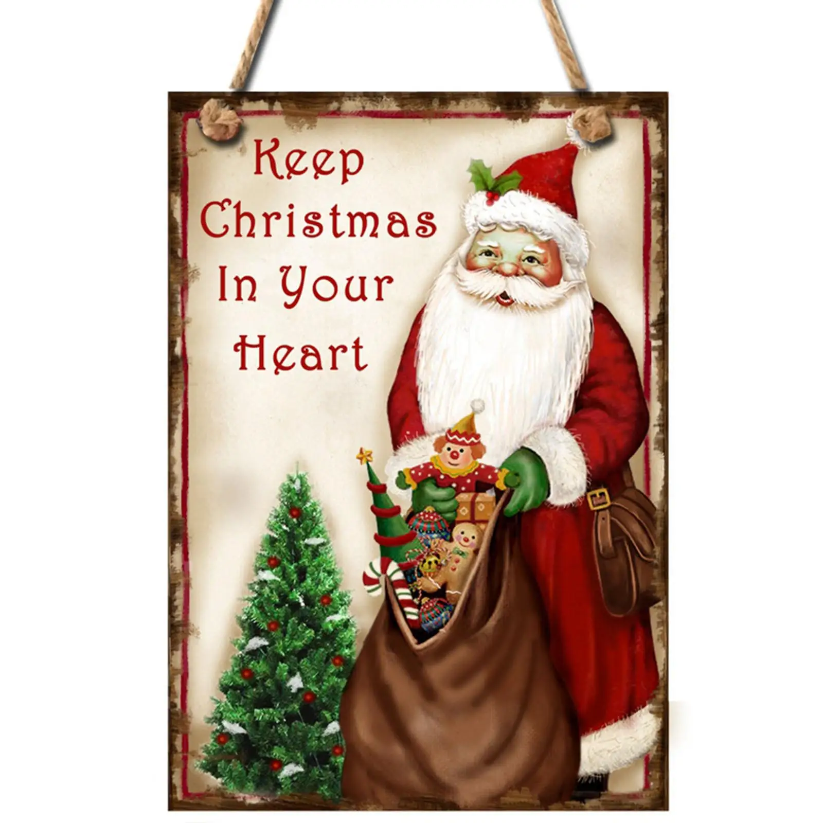 Christmas Wooden Hanging Tags for Home Decor Outdoor Sign Vintage Holiday Wall Art