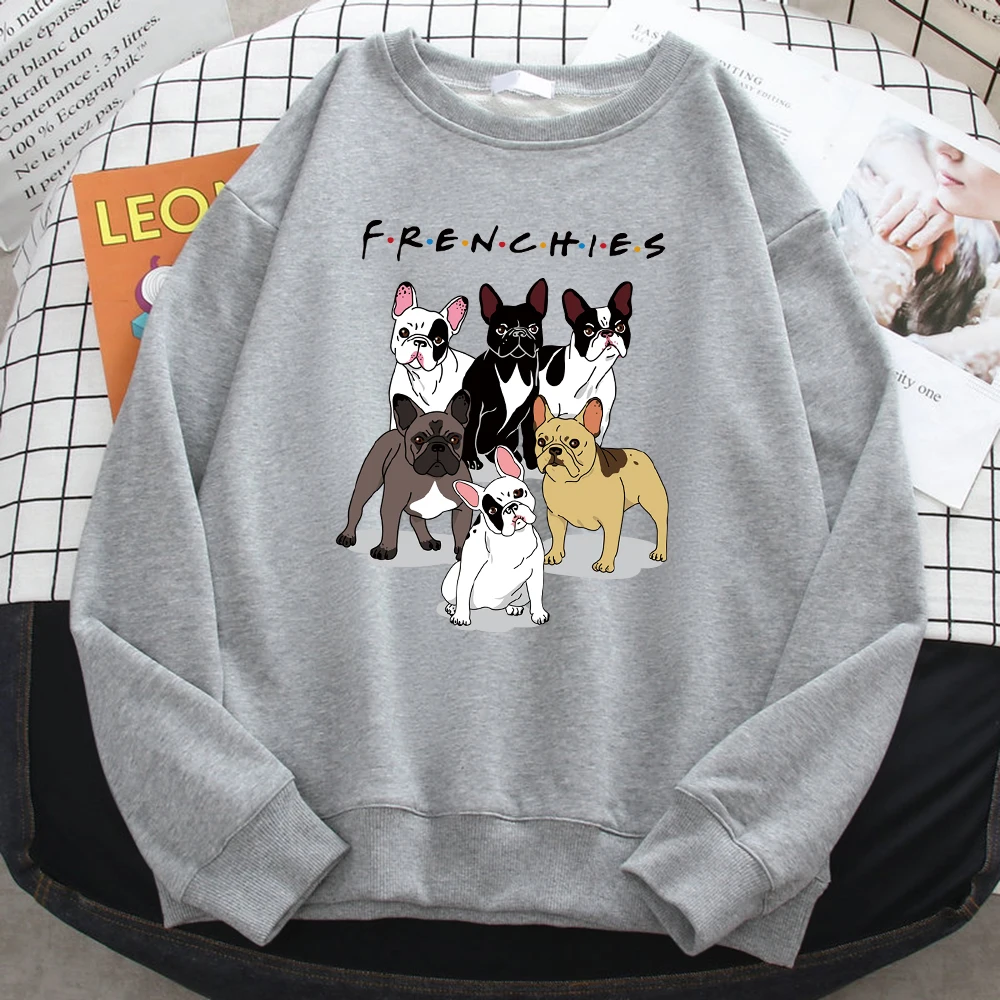 Fashion Street Women Pullover Frenchies Dachshund Pug Print Hoodie Comfortable Fleece Sweatshirt Loose Warm Female Sportswears