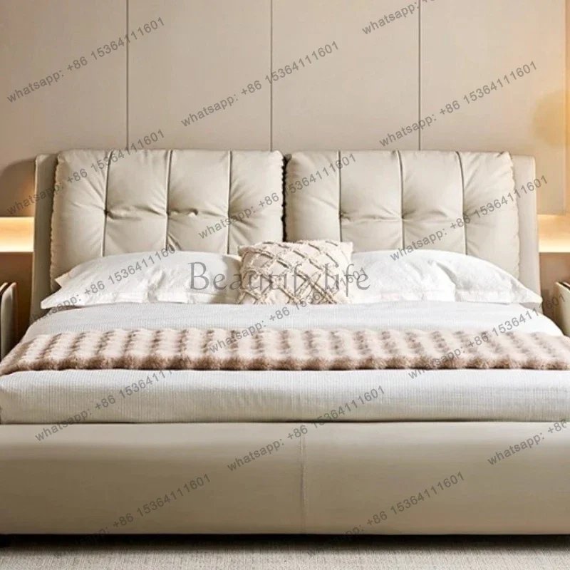 

Queen Frame Beds Modern Luxury Leather Bed 2 People Double Beds Bed Bases Frames Home Bedroom Furniture