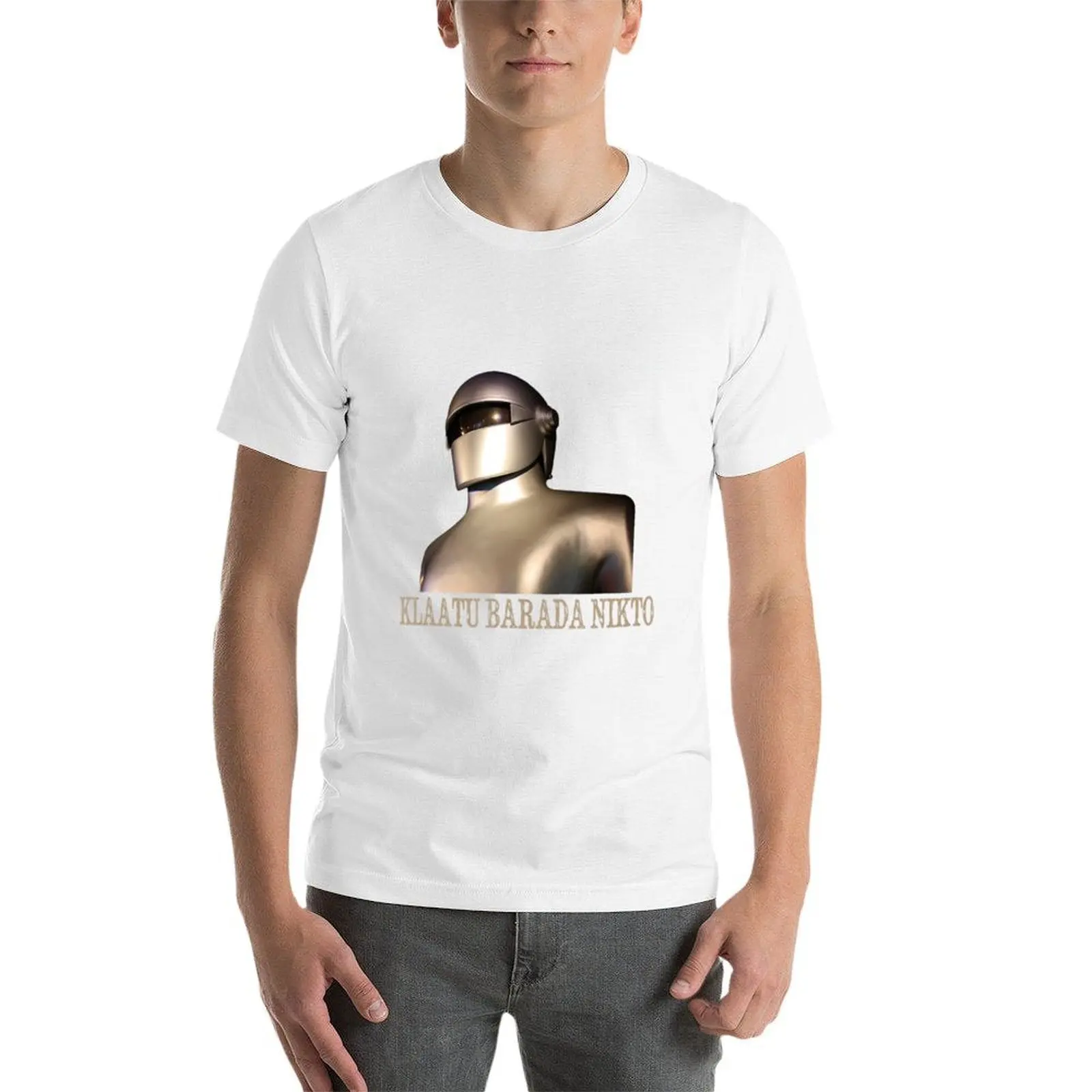تي شيرت Klaatu Barada Nikto Robot Sifi تي شيرت مطبوع للرجال تي شيرت مصمم للرجال