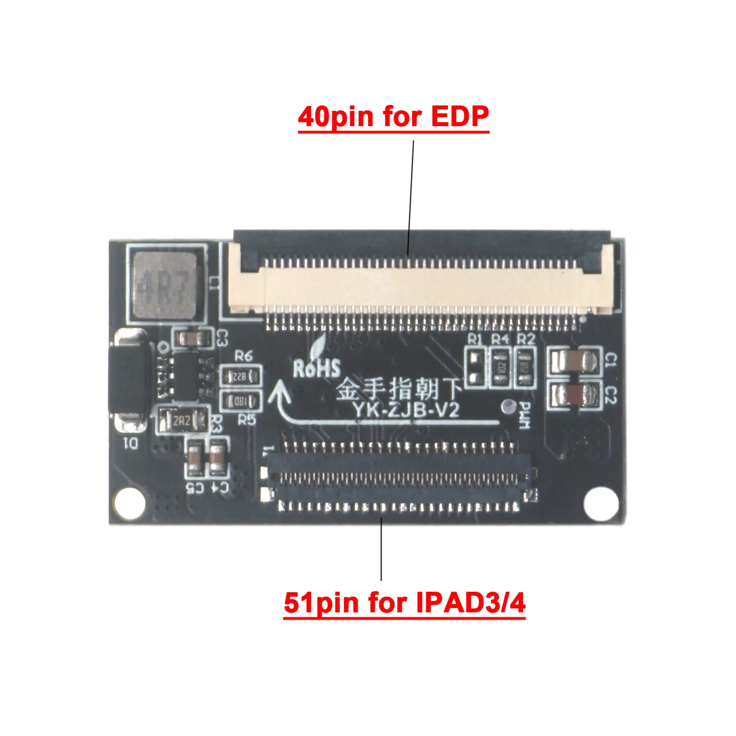 IPad 3 iPad 4 Adapter Board EDP 40PIN convert TO 40P  iPad 3/4 51Pin 9.7 Inch LCD Display Converter