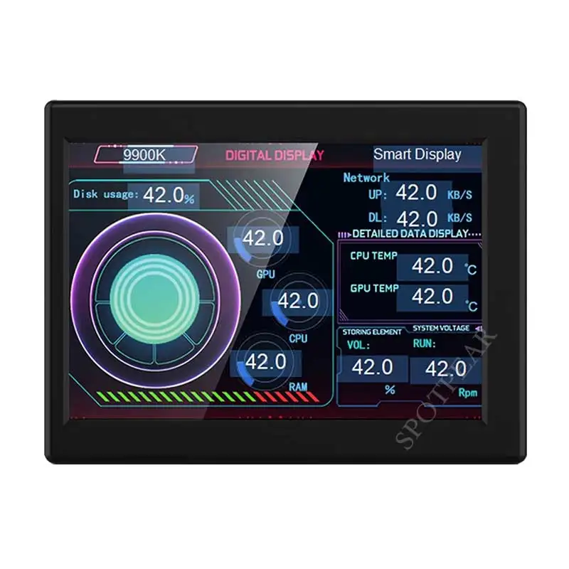 Monitor komputer LCD 3.5 inci, layar tampilan USB Tipe C layar sekunder PC CPU GPU RAM IPS Monitor