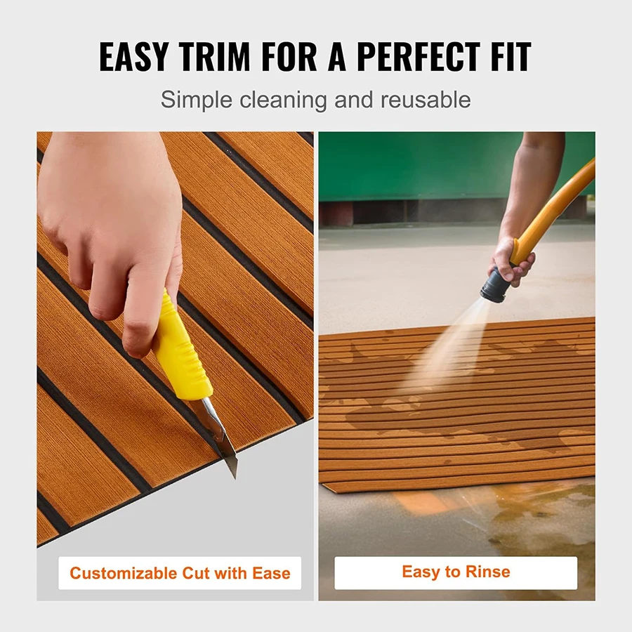 2400x900mm EVA Foam Teak Floor Carpet Double Layer Design 3M Adhesive Mat Kayak Decking Sheet Mats Boat Accessories RV Marine