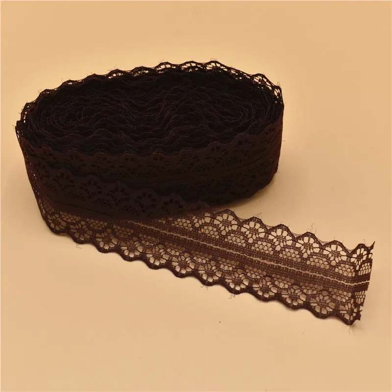 10Yards/Lot Dark Brown Lace Ribbon Tape 28MM Lace Trim Fabric DIY Embroidered Net Lace for Sewing Decoration Sewing Accessories