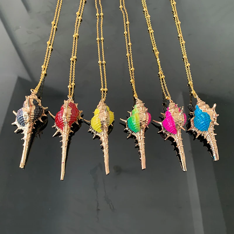 Bohemian Style Natural Conch Necklaces Summer Beach Holiday Jewelry Chain Choker Shell Pendant Charms Necklace For Women Girls