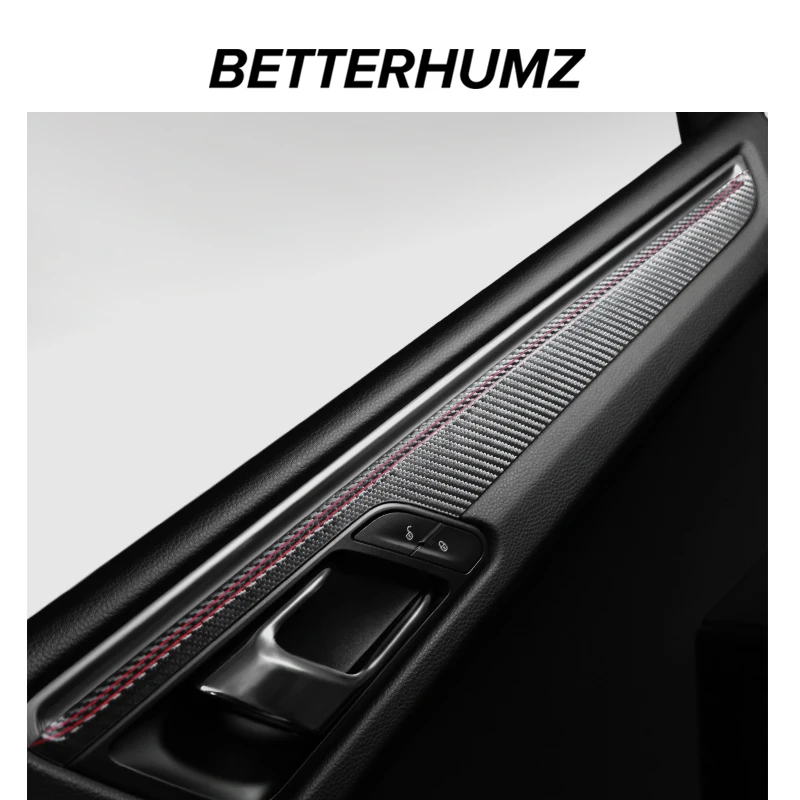 For Porsche Macan 2014-2024 Made of Alcantara/Carbon Fiber Leather Car Interior Door Panel Trim Strip Sticker Tuning Accessories