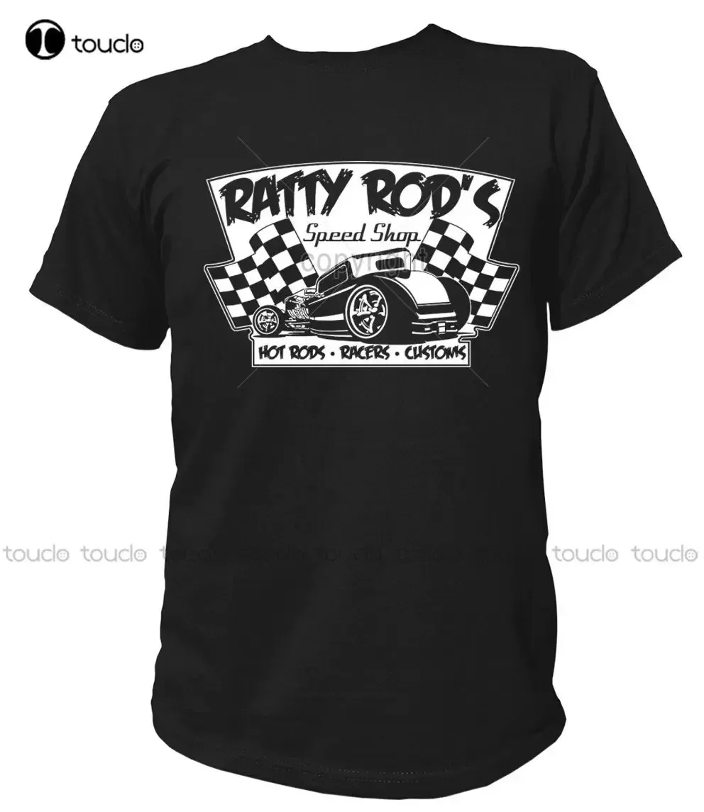 100% Cotton for Man Shirts T-Shirt Classic RATTY ROD'S SPEED SHOP HOT ROD RACERS Customs Rockabilly Print Tee Shirts