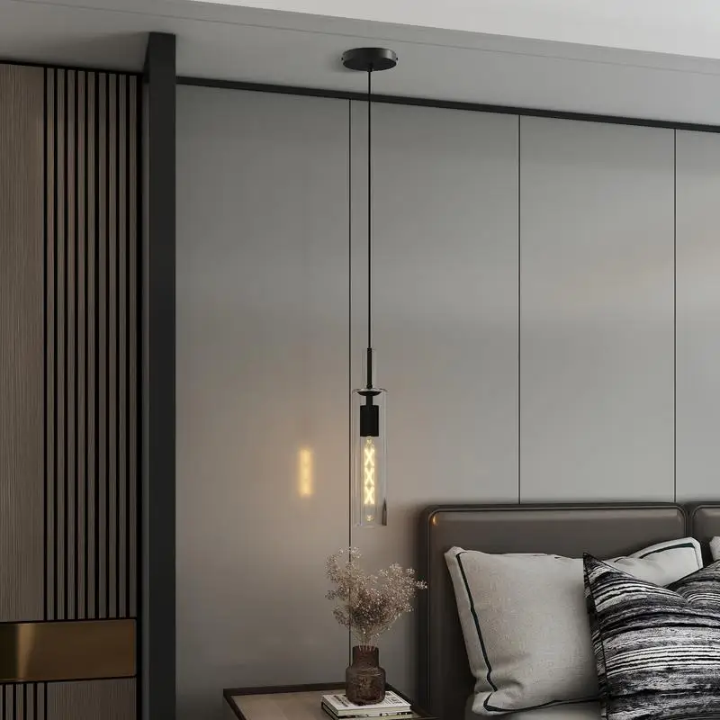 3 عبوات من أضواء قلادة الزجاج الأسود الحديثة القابلة للتعديل لجزيرة المطبخ وغرفة الطعام والممر وغرفة النوم وغرفة المعيشة - صناعية