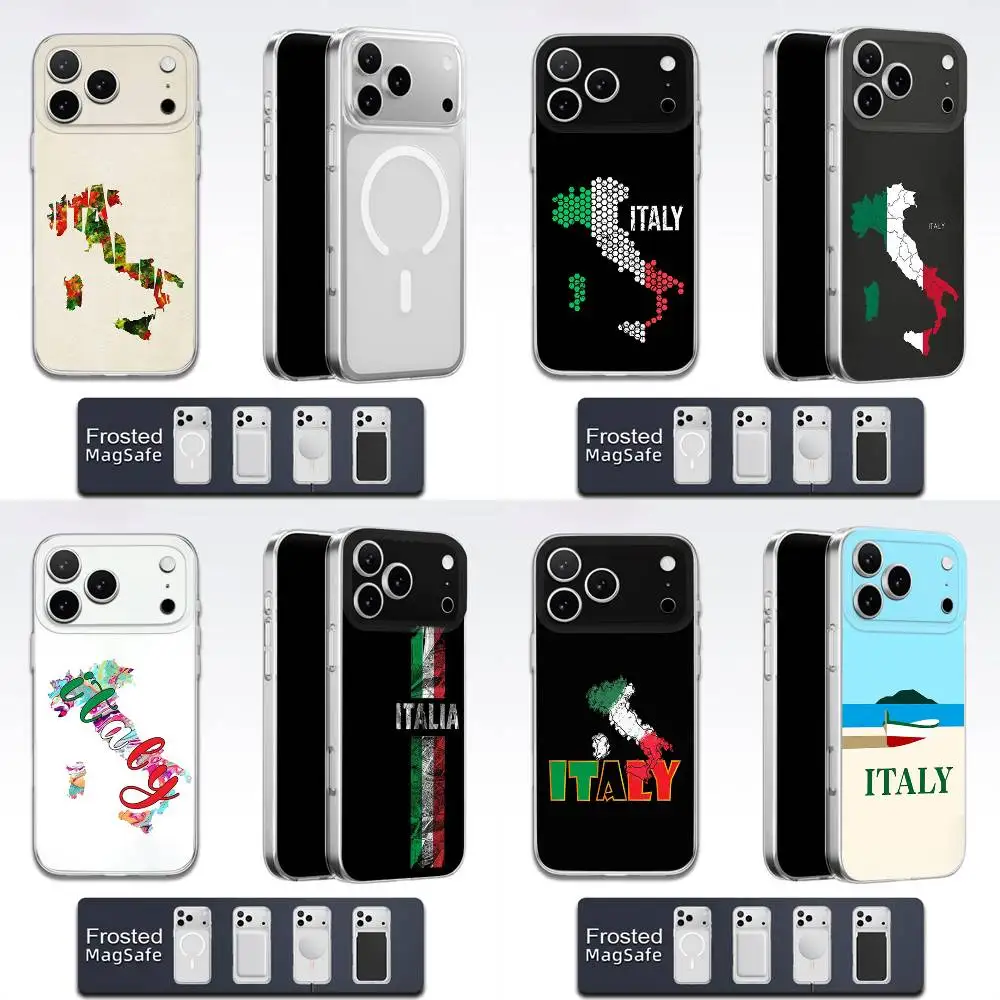 

Map Italy Flag Phone Case For iPhone 17,16,15,14,13,12,11,Pro,Max,Plus,E,Air,Mini Magsafe Transparent